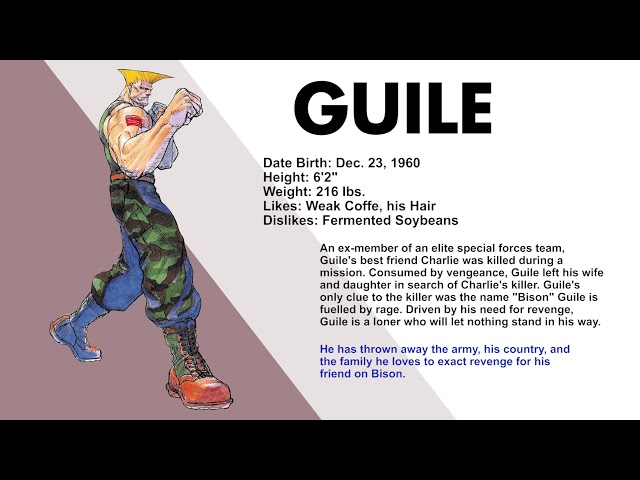 Guile - Street Fighters - Second take - Character profile 