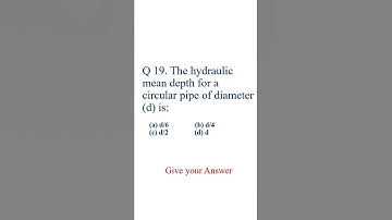 The hydraulic mean depth for a circular pipe of diameter #shorts #Pipeflow #hydraulicmeandepth