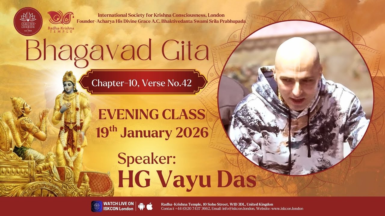 Bhagavad Gita 10.42 Evening Class by HG Vayu Das