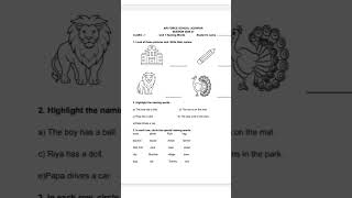 class 1 A English worksheet