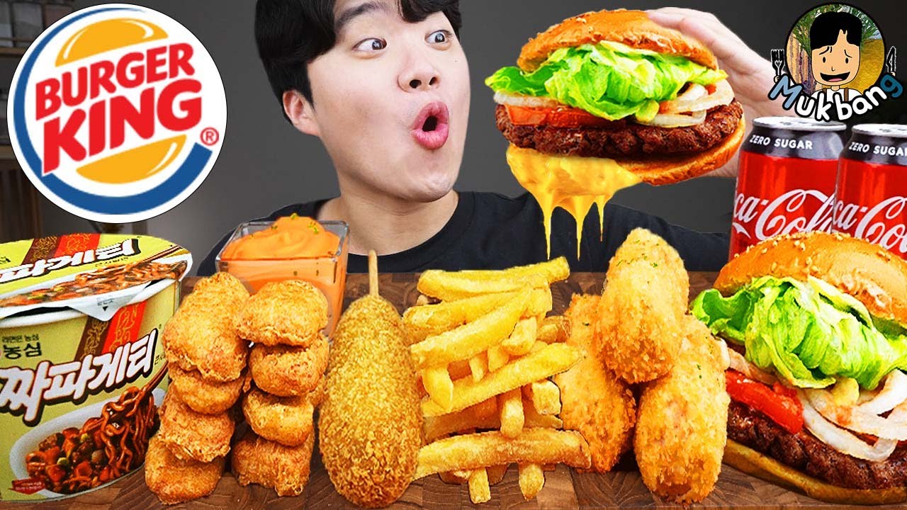 ASMR MUKBANG | гамбургер, лапша с черной фасолью, сырная палочка, хотдог рецепт блюда принимать пищу