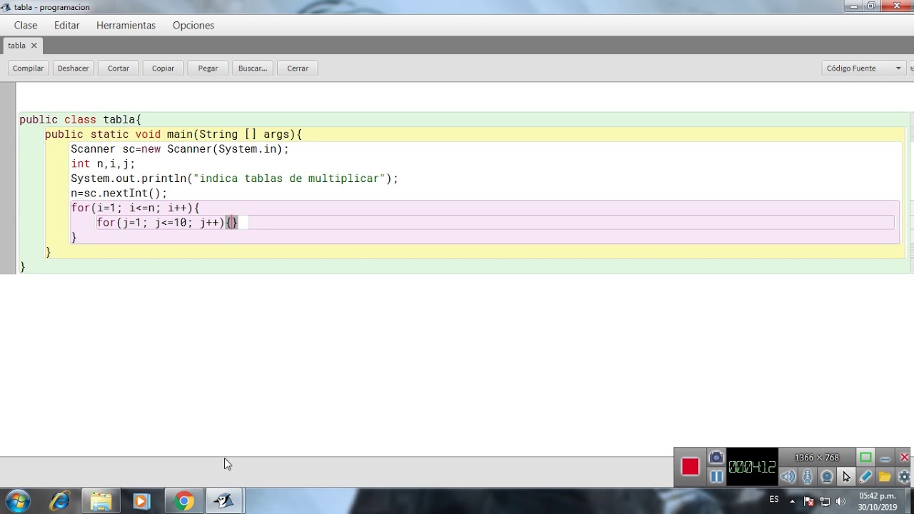tablas de multiplicar / forma horizontal / java - YouTube