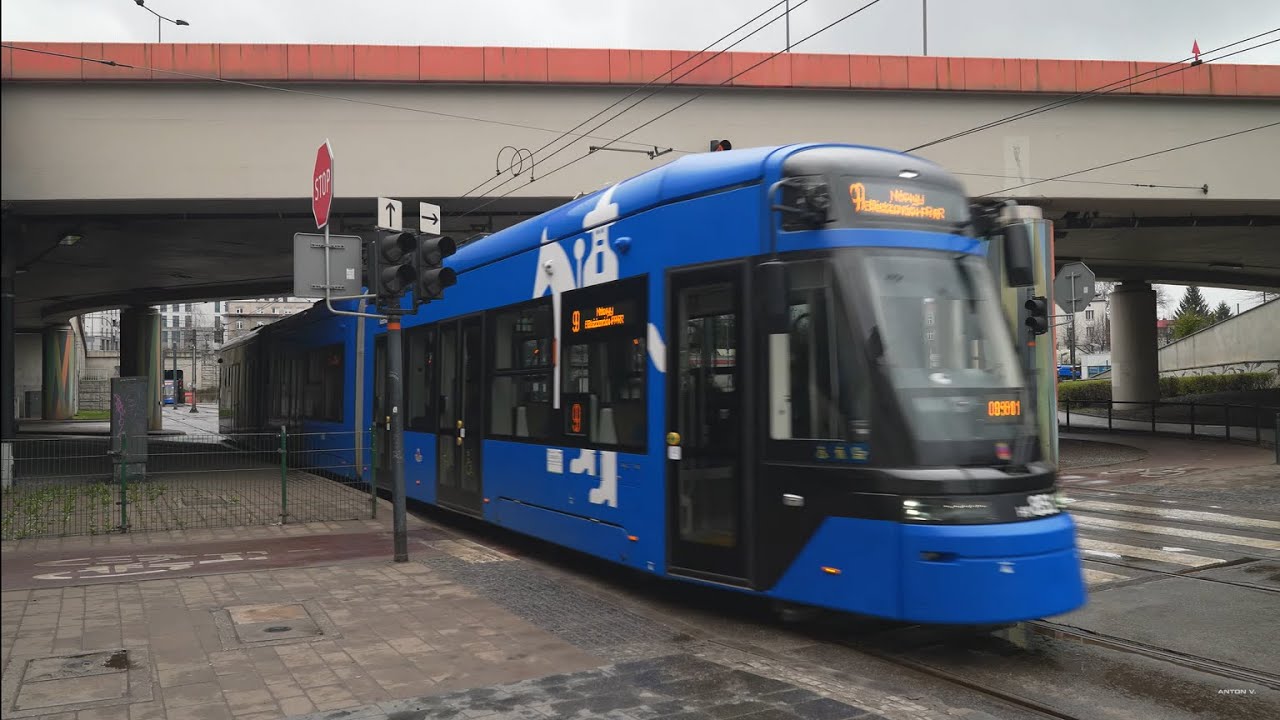 Poland, Kraków, tram 9 ride from Rondo Mogilskie to Wlotowa