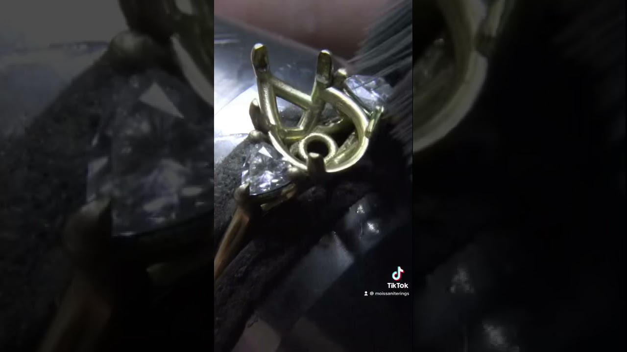 Pear Shape Moissanite 3-Stone Engagement Ring 