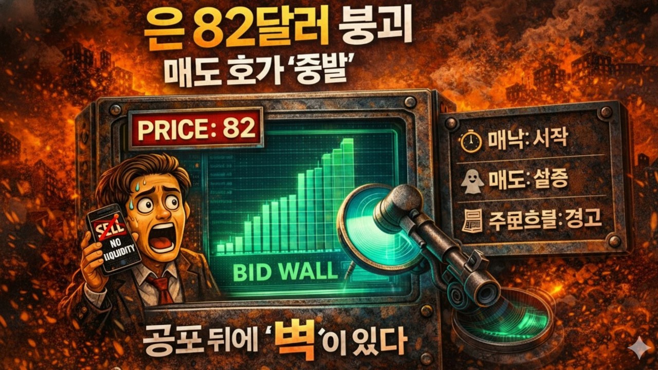 은 82달러 ‘지하실’ 추락, 그런데 매도자가 사라졌다… 마지막 경고 [공포의 도미노 뒤에 숨은 주문흐름]