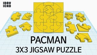 [1DAY_1CAD] 3X3 JIGSAW PUZZLE PACMAN (Tinkercad : know-how / style / education) [STL data download]