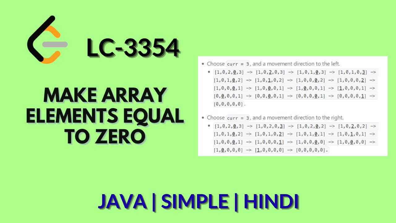 Make Array Elements Equal to Zero | Leetcode 3354 | Java Hindi ...
