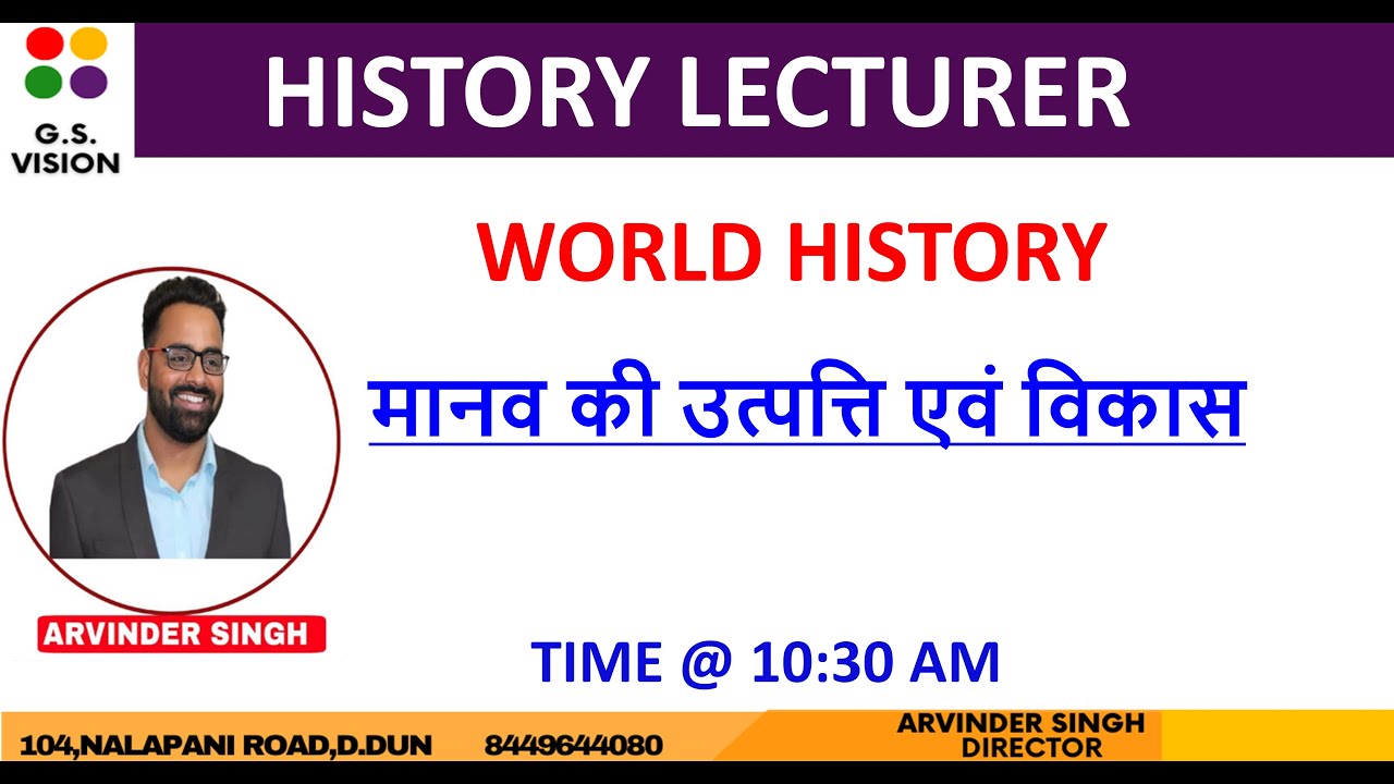प्रवक्ता इतिहास II मानव की उत्पत्ति एवं विकास II LECTURER HISTORY
