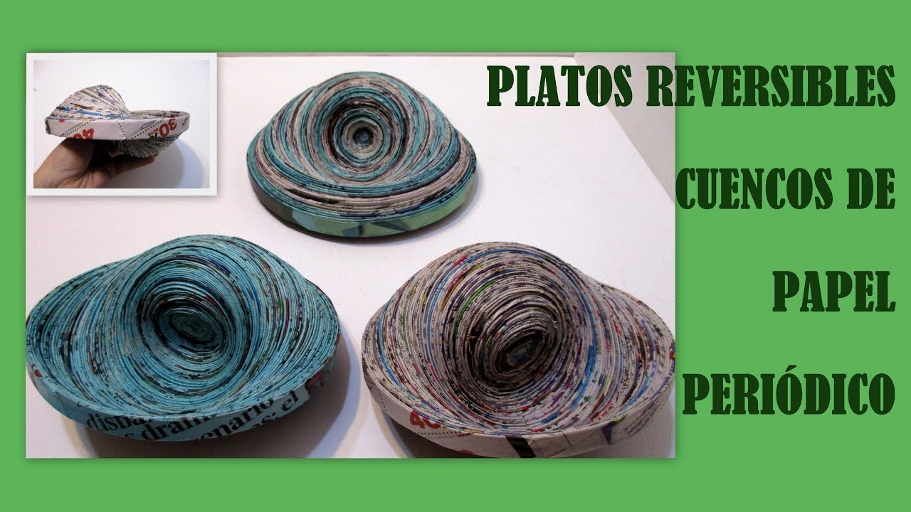 COMO HACER CUENCOS BOWL DE PAPEL PERIÓDICO REVERSIBLE Cuencos de papel paso a paso