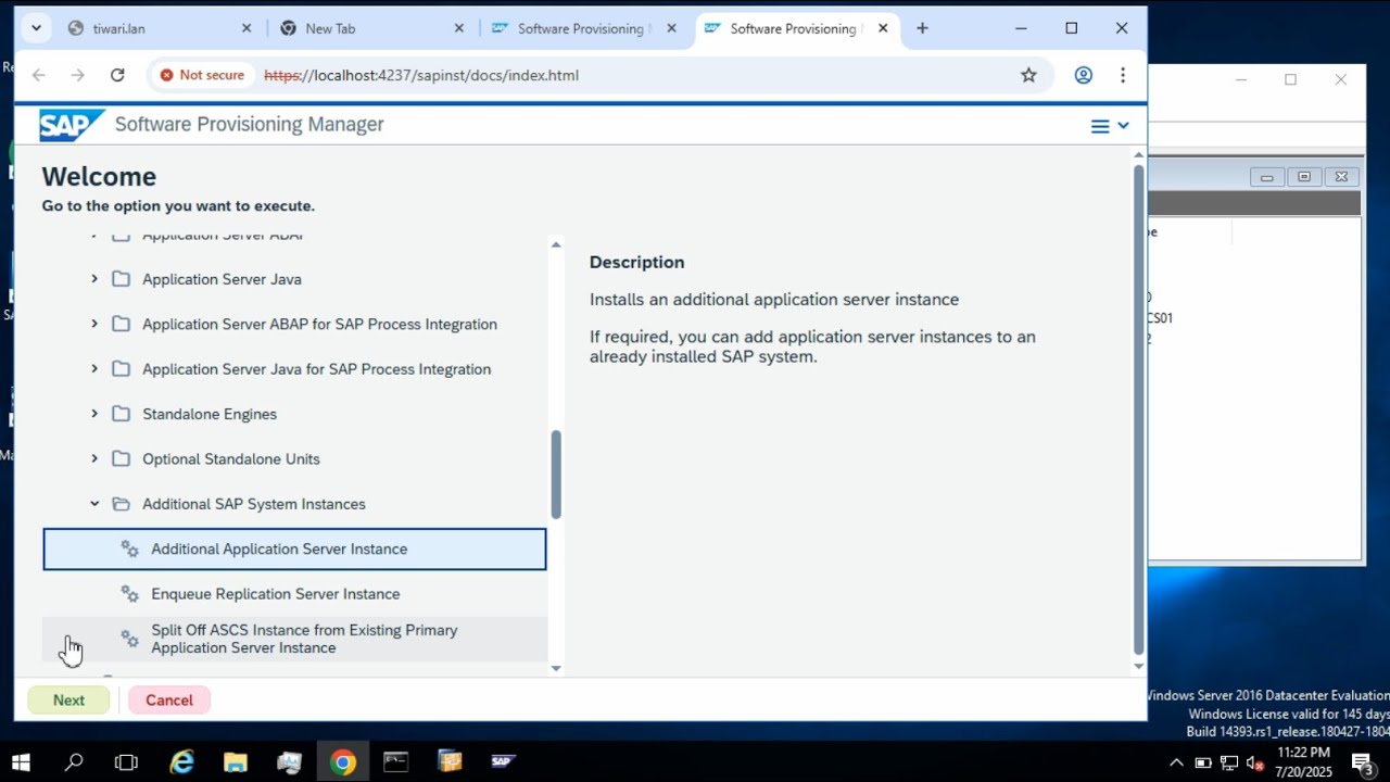 Additional instance installation || SAP || Dialog instance ...