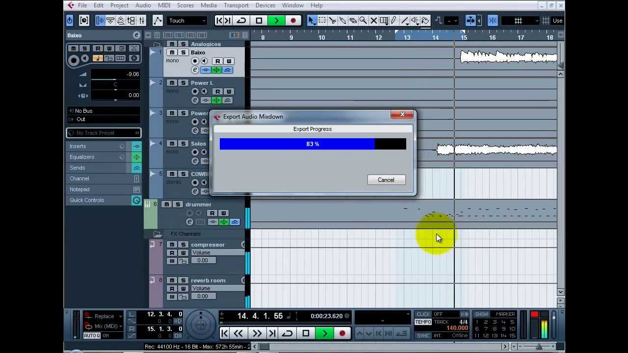 CUBASE 5 - Exportando vários canais