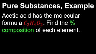 Pure Substances & Percent Composition Explained | Chemistry Calculations (Step-by-Step Example)