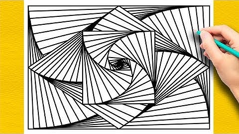 Easy Abstract Drawing | Overlapping 3D Line Illusion | Daily Art Therapy | ITTY BITTY KIDS ART