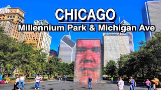 Chicago Millennium Park, Art Institution, Michigan Ave Downtown Walk | 5k 60 |City Sounds