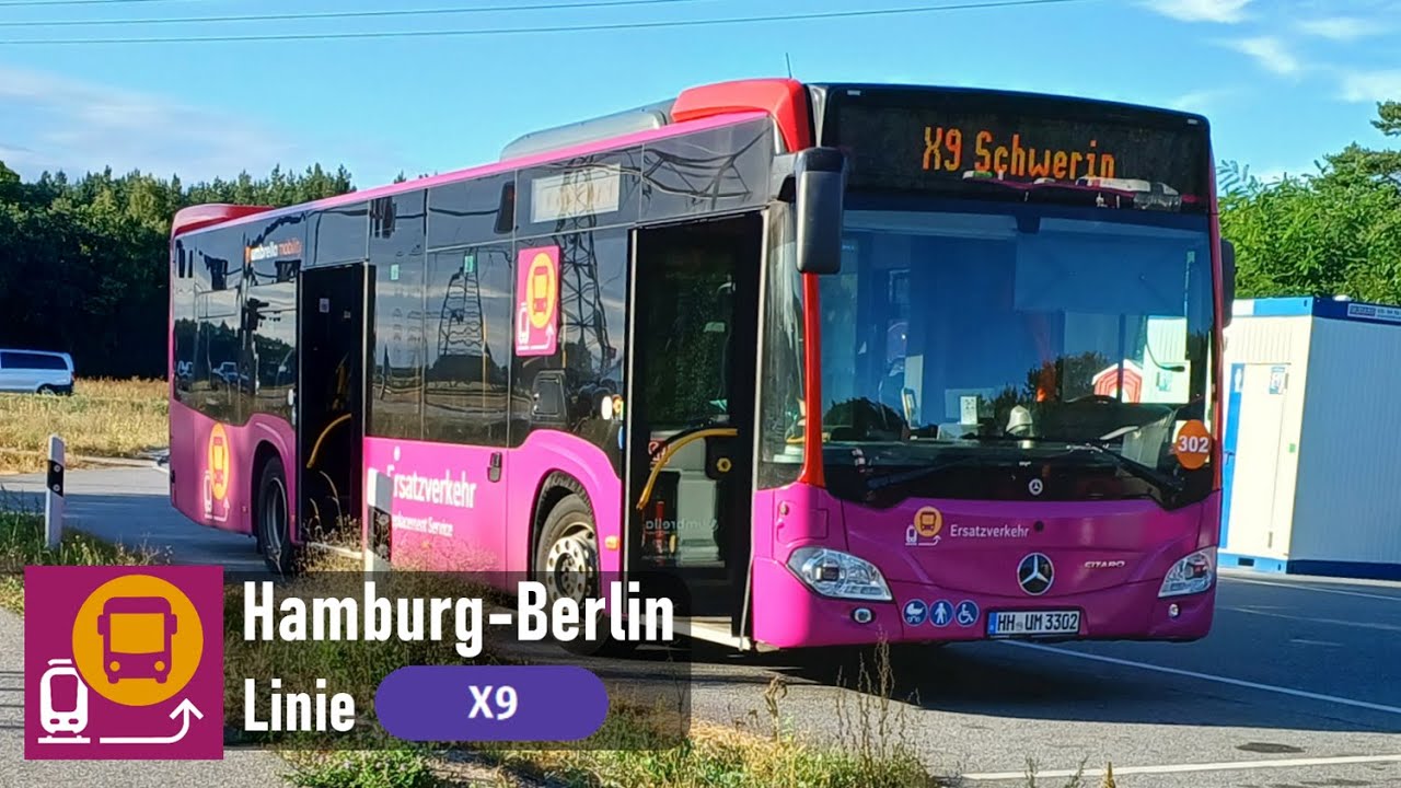 SEV Hamburg–Berlin | Linie X9: Quitzow B 5 - Schwerin Süd Bf | MB C2 E6 (Umbrella)