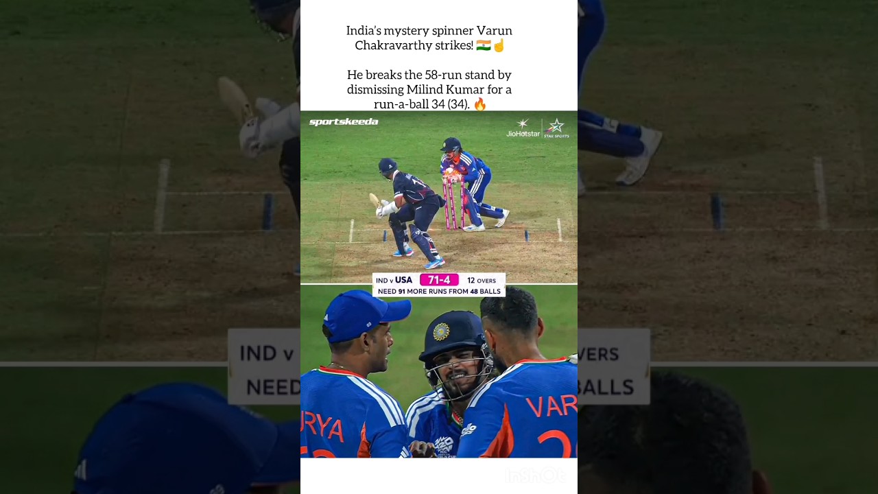 India’s mystery spinner Varun Chakravarthy strikes! 🇮🇳☝️He breaks the 58-run stand 