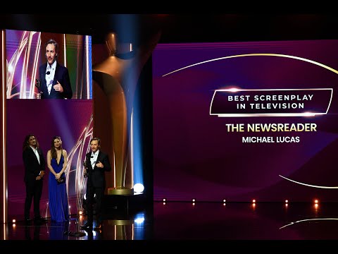 Michael Lucas (The Newsreader) wins the AACTA Award for Best Screenplay in Television