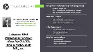 FBAR Obligation for Children - Does My Child File FBAR or FATCA, 3520, 5471, etc