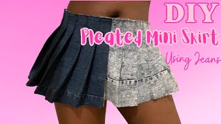 DIY DENIM PLEATED MINI SKIRT TUTORIAL | Beginner Friendly 🩷 Sew Bossy University by Arné