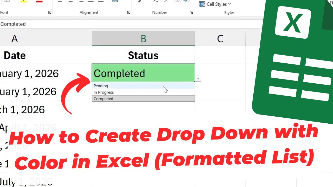 How to Create Drop Down with Color in Excel (Formatted List) - YouTube