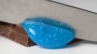 This Chocolate Bar Leaks Liquid Crystals When Cut 🍫💧✨ #ASMR #shorts