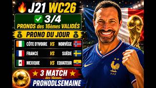 Pronostic Foot CDM2026 - 16es de finale : Côte d'Ivoire-Norvège / France-Suède / Mexique-Équateur