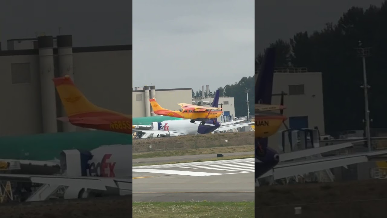 Cessna 207 San Juan airlines arriving at Paine field airport