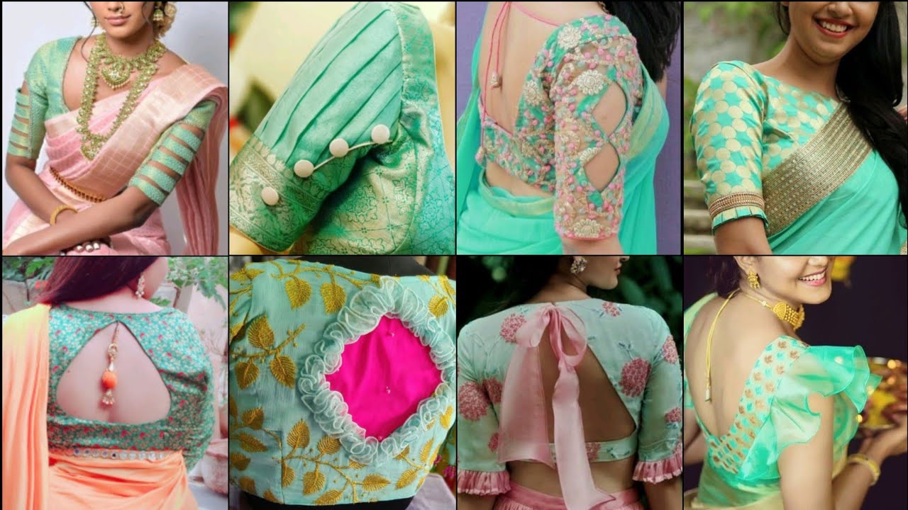 Green Blouse Designs Latest/Green Colour Blouse Design Back Side ...