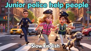 Little police officers on patrol... a meaningful day |  Easy English Learning Story for Beginners