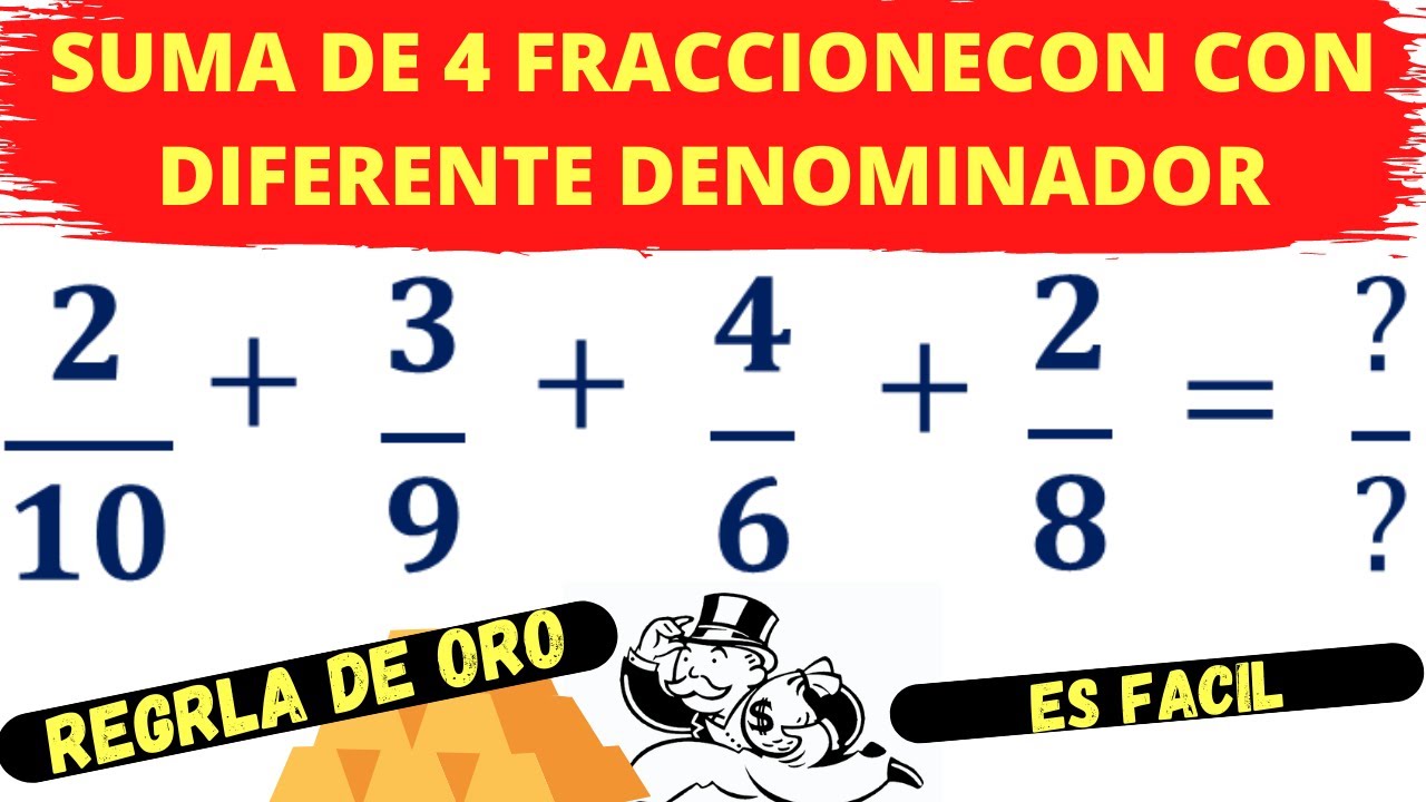 SUMA DE 4 FRACCIONES con diferente denominador - YouTube