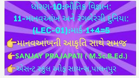 Lec-1●Std-10●Cha-11●|| માનવઆંખ અને રંગબેરંગી દુનિયા ||●|| SANJAY PRAJAPATI||