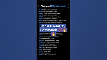 Most Used Sql Commands 🔥💯💯 #sql #commands #shorts