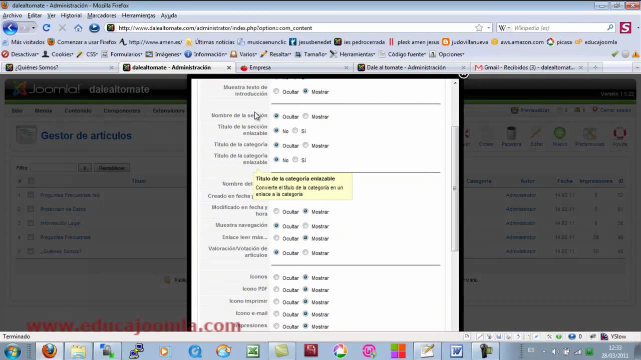 Quitar Iconos Joomla De Los Art culos Email Pdf E Imprimir YouTube