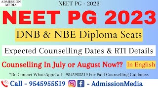 NEET PG 2023 : Counselling Schedule | RTI Details | DNB & Diploma Details #neetpg2023 #dnb2023
