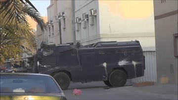 Bahrain : Riot Police Armoured vehicles Attack People on First day of (Nimr Strike)