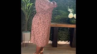 SHEIN CURVE -- SHEIN VCAY Plus Dalmatian Print Lantern Sleeve Wrap Knot Side Dress screenshot 1