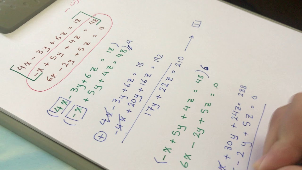 نظام معادلات بثلاث متغيرات