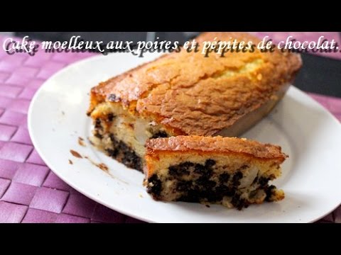 ♡-cake-moelleux-aux-poires-et-pépites-de-chocolat-♡