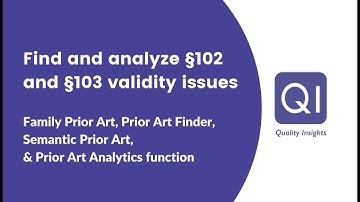 Quality Insights Tutorial - Find and analyze §102 and §103 validity issues