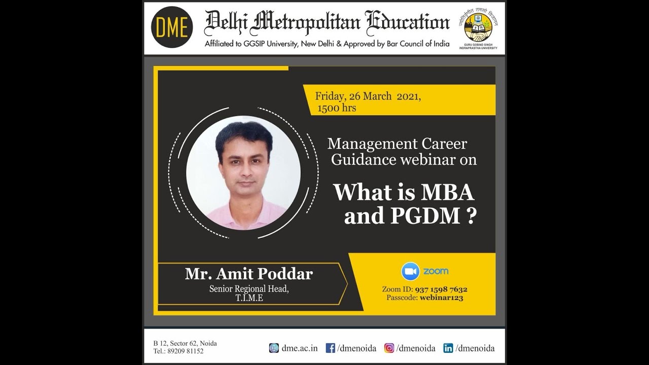 DME Management School organised Career Guidance inar YouTube