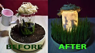 DIY Bunny Lantern Glow in the dark Jar / Learn How to Grow Easter Gras