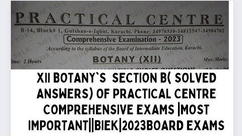 XII BOTANY SECTION B OF PRACTICAL CENTRE COMPREHENSIVE EXAMS||PRELIUM PAPER 2023||SHORT QUESTIONS