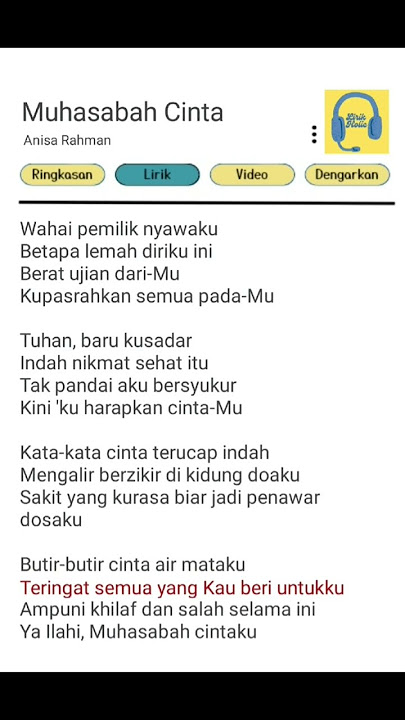 anisa rahman - muhasabah cinta #liriklagu