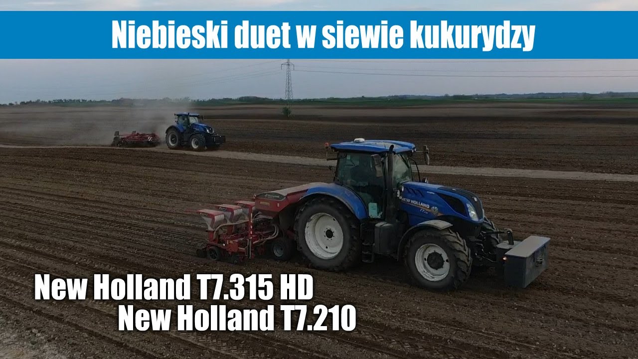 maxresdefault Niebieski duet w siewie kukurydzy   New Holland T7.315 HD i T7.210