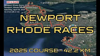Newport Rhode Races 2025: fly over the marathon course! Video of the race path.