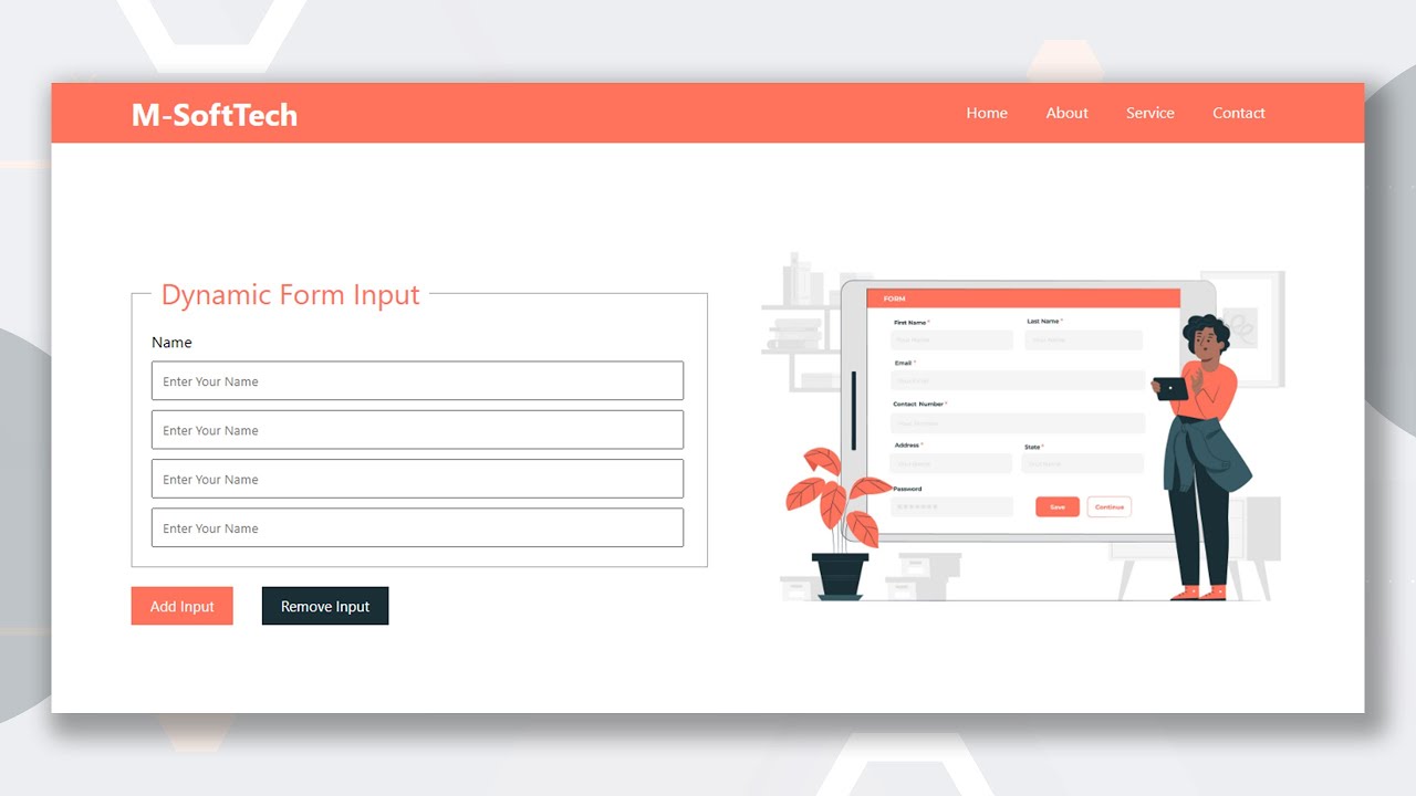 Dynamic Form Input Field Add & Remove - YouTube