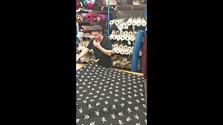 PIRATE SKULL – 100  COTTON FABRIC – BLACK & WHITE SKULL AND CROSSED SWORDS – 140cm WIDE screenshot 1
