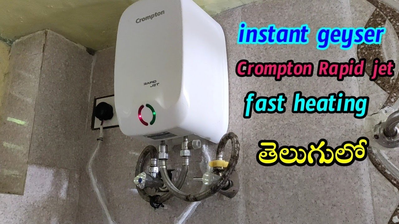 Crompton Rapid jet instant water heater installation in telugu// 3 litres  water fast heating geyser - YouTube