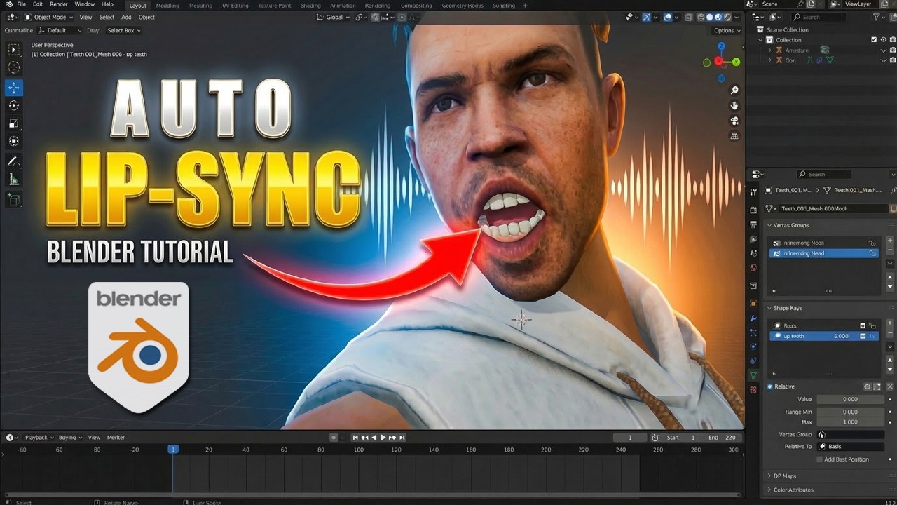 How to Do 3D Character Auto Lip Sync in Blender (Complete Tutorial for ...