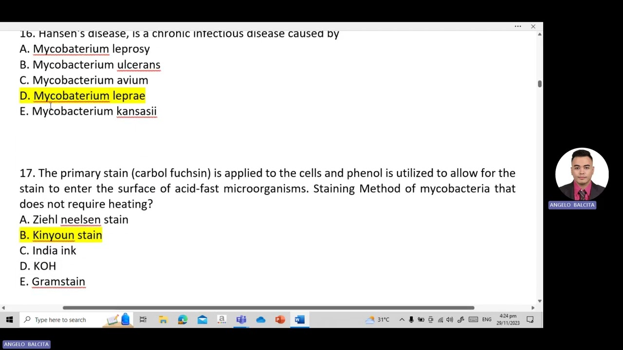 BOARD EXAM - MEDTECH MICROBIOLOGY / BACTERIOLOGY 2023 RATIONALE ( QUIZ WITH ANSWERS)